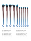 Fashion Blue-black Gradient 10pcs-round Hook Aluminum Tube Nylon Hair Makeup Brush Set