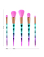 Fashion Pink Blue Gradient 5pcs Diamond Aluminum Tube Nylon Hair Makeup Brush Set
