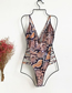Fashion Blue Snakeskin Open Back Printed One-piece Swimsuit