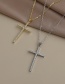 Fashion Silver Copper Inlaid Zircon Cross Necklace