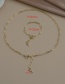Fashion Golden Copper Inlaid Zircon Cross Heart Y-shaped Necklace