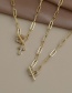 Fashion Golden Copper Inlaid Zircon Four-leaf Clover Cross Necklace