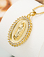 Fashion Golden Oval Virgin Mary Statue Pendant Gold-plated Copper Necklace With Zircon