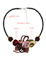 Fashion Pink Flower Resin Leather Cord Necklace