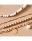 Fashion Golden 4-piece Geometric Rice Bead Imitation Pearl Disc Pendant Bracelet