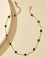 Fashion Dark Green Diamond-studded Geometric Alloy Single-layer Necklace