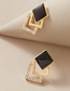 Fashion Black Multi-layered Diamond Earrings