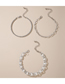 Fashion Silver 3 Piece Set Of Thick Chain Pearl Geometric Bracelet