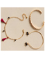 Fashion Golden 3-piece Set Of Rice Bead Tassel Beaded Geometric Bracelet