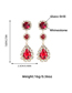 Fashion Red Alloy Geometric Shaped Multilayer Earrings With Glass Diamonds