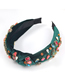 Fashion Light Green Fabric Diamond-studded Flower Knotted Wide-brim Hair Band