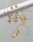 Fashion Golden Cross Set Diamond Geometric Alloy Pendant Earrings Set