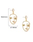 Fashion Human Face Abstract Face Cutout Diamond Pearl Earrings