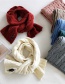 Fashion Red Pure Color Wool Knitted Embroidery Girl Scarf