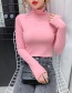 Fashion Coffee Cotton Embroidered Turtleneck Bottoming Shirt