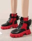 Fashion Black Red Thick-soled Color-block Pocket Ankle Boots