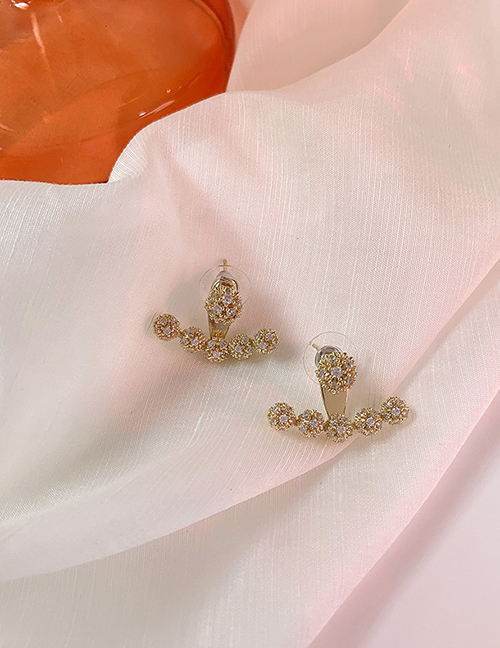 Fashion Gold Micro-inlaid Zirconium Curved Rhinestone Earrings