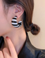 Fashion Striped Large Geometric Striped Leather Earrings