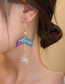 Fashion Blue Gradient Color Fishtail Crystal Ball Tassel Earrings