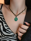 Fashion Green Digital Winding Leather Necklace