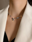 Fashion Silver Full Rhinestone T-shaped Buckle Necklace