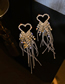 Fashion Silver Alloy Diamond Love Heart Tassel Earrings