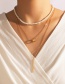 Fashion Gold Alloy Word Pearl Multilayer Necklace