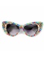 Fashion Color Mixing Alloy Color Diamond Cat Eye Sunglasses