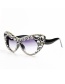 Fashion White Colorful Rhinestone Cat Eye Sunglasses