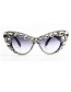 Fashion White Colorful Rhinestone Cat Eye Sunglasses