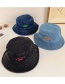 Fashion Blue Children's Letter Embroidery Fisherman Hat