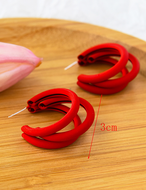Fashion Red Alloy Multilayer C-shaped Earrings