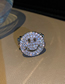 Fashion Silver Full Diamond Smiley Open Ring