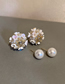 Fashion White Alloy Inlaid Zirconium Pearl Flower Earrings
