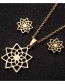 Fashion Gold Stainless Steel Hollow Lotus Necklace And Earrings Set