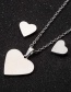 Fashion Silver Stainless Steel Love Ear Stud Necklace Set
