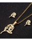 Fashion Silver Hollow Rose Earrings Necklace Set