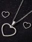 Fashion Silver Stainless Steel Love Ear Stud Necklace Set