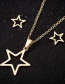 Fashion Gold Stainless Steel Five-pointed Star Stud Earrings And Necklace Set
