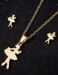 Fashion Gold Stainless Steel Ballet Earrings Necklace Set