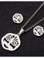 Fashion Gold Stainless Steel Hollow Tree Of Life Necklace And Earring Set