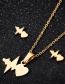 Fashion Gold Stainless Steel Ecg Earrings Necklace Set