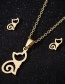 Fashion Gold Stainless Steel Cat Earrings Necklace Set