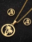 Fashion Gold Round Hollow Coconut Tree Earrings Necklace Set