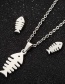 Fashion Silver Stainless Steel Fishbone Necklace And Earring Set