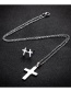 Fashion Steel Color Stainless Steel Cross Necklace And Earring Set