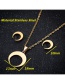 Fashion Steel Color Stainless Steel Moon Stud Earrings Necklace Set