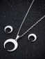 Fashion Gold Stainless Steel Moon Stud Earrings Necklace Set
