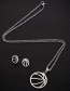 Fashion Steel Color Stainless Steel Hollow Tennis Stud Earrings Necklace Set