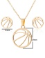 Fashion Gold Stainless Steel Hollow Tennis Stud Earrings Necklace Set